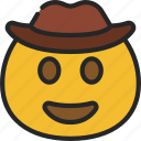 cowboy, emoticon, smiley, hat, western