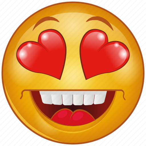Cartoon, character, emoji, emotion, face, heart, love icon - Download ...