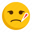 emoji, emoticon, sick, thermometer