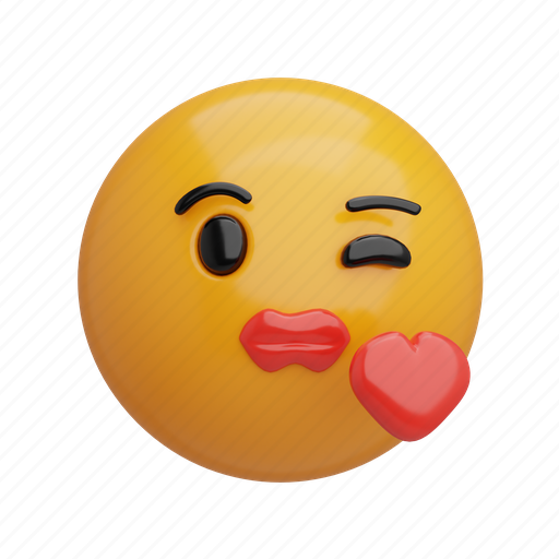 Kiss, emoji, love, heart, mouth, emoticon, smiley 3D illustration - Download on Iconfinder