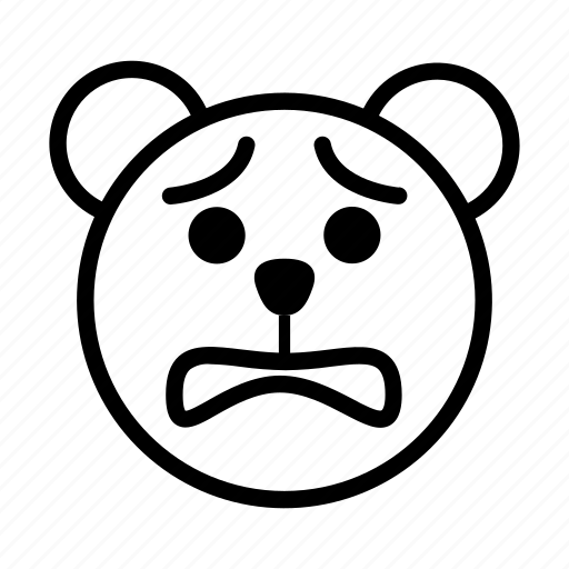 Bear, emoji, gomti, line, sad, uncomfortable icon - Download on Iconfinder