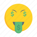 face, emoji, emoticon, facewithdollareyes, money