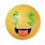 money, emoji, emoticon, expression, face, avatar, feeling, people 