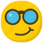 cool emoji, emoticon, happy face, smiley, sunglasses emoji 