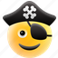 emoticon, eye patch, laughing, pirate emoji, smiley 