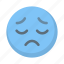 blue, depressed, emoji, face, sad, sick 