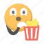 eating, emoji, emoticon, face, movie, popcorn, watch 