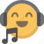 emoji, face, headphones, listen, music, sing 