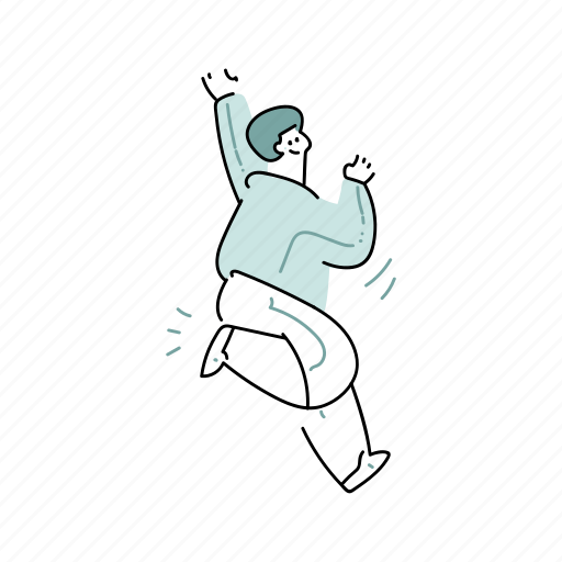 Emotion, character, builder, man, dancing, dance, movement illustration - Download on Iconfinder