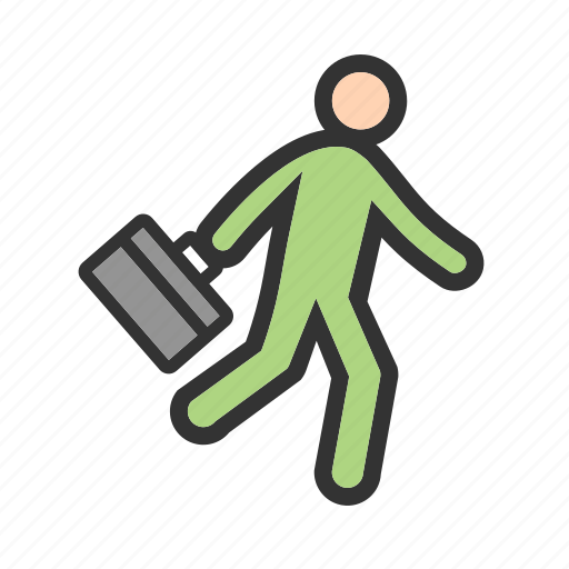 Briefcase, business, case, corporate, holding, job, running icon - Download on Iconfinder