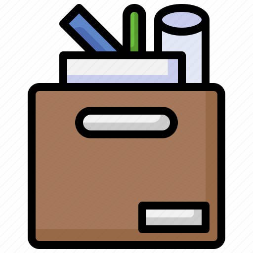 Box, belongings, leaving, miscellaneous, office, supplies icon - Download on Iconfinder