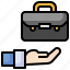 briefcase, recruitment, hand, gesture, job, give 