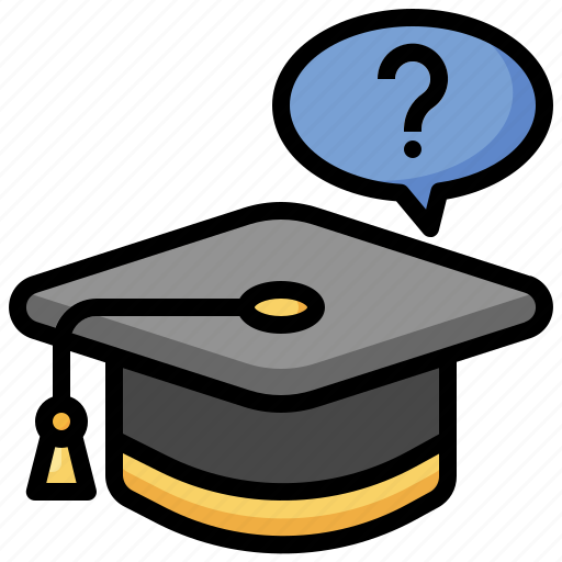Mortarboard, chat, box, questions, discussion, education icon - Download on Iconfinder