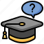 mortarboard, chat, box, questions, discussion, education 