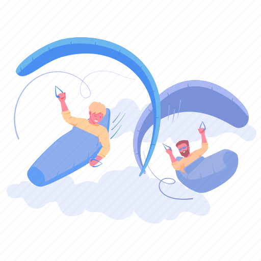 Paraplane, man, paragliding, cloud, start up, extreme, mans illustration - Download on Iconfinder