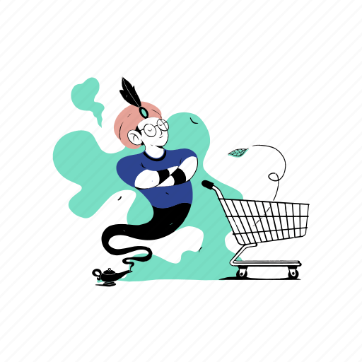 Shopping, genie, cart, whishlist, ecommerce, shop, purchase illustration - Download on Iconfinder