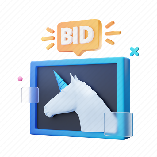 Nft, art, bid 3D illustration - Download on Iconfinder
