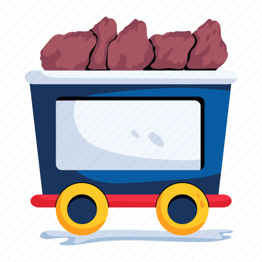 Mining cart, mining trolley, mining wagon, coal mine, coal cart icon - Download on Iconfinder