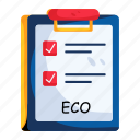 eco list, eco report, ecology report, environmental report, checklist