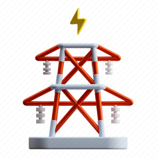 Transmission, tower, electricity, electric 3D illustration - Download on Iconfinder