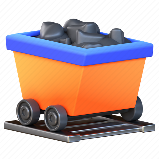 Coal, mines, cart, power 3D illustration - Download on Iconfinder