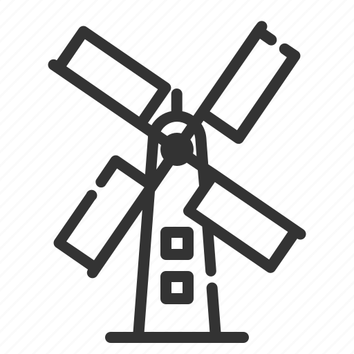 Windmill, wind, generator, power, turbine, electricity, outline icon - Download on Iconfinder