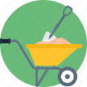 barrow, cart, construction, farm, tool, wheel, wheelbarrow