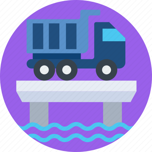 Truck on bridge, truck, construction truck, sand truck, dump truck icon - Download on Iconfinder