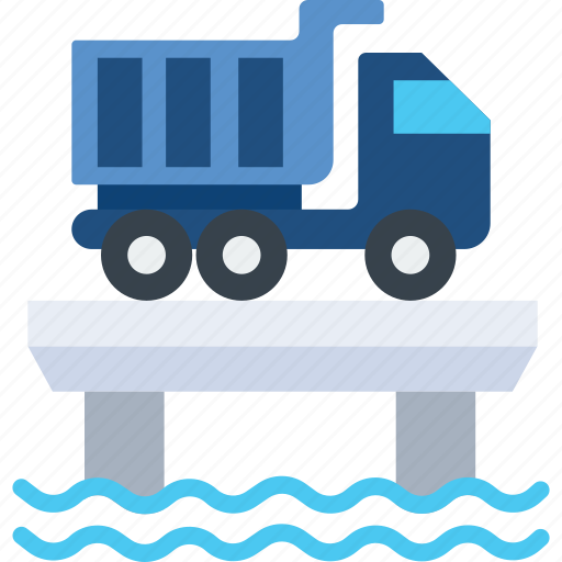 Truck on bridge, truck, construction truck, sand truck, dump truck icon - Download on Iconfinder