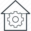 construction concept, gear sign, house, house maintenance, real estate 