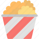 popcorn, bucket, cinema, fast, food, movie, watch