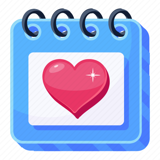 Valentine day, calendar, heart, daybook, memo icon - Download on Iconfinder