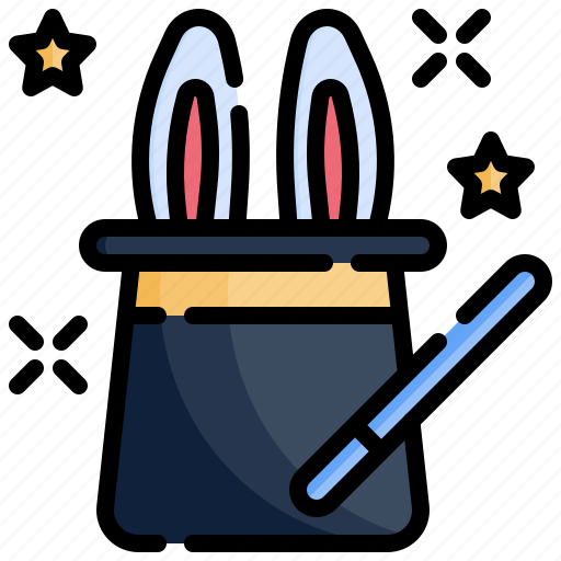 Magic, hat, rabbit, trick, wand, entertainment icon - Download on Iconfinder