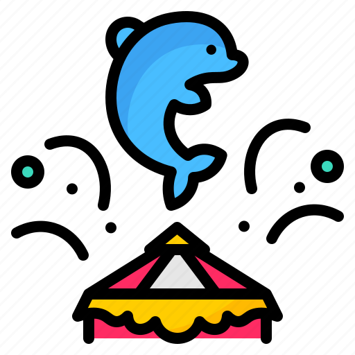 Circus, dolphin, entertainment, show, splash icon - Download on Iconfinder