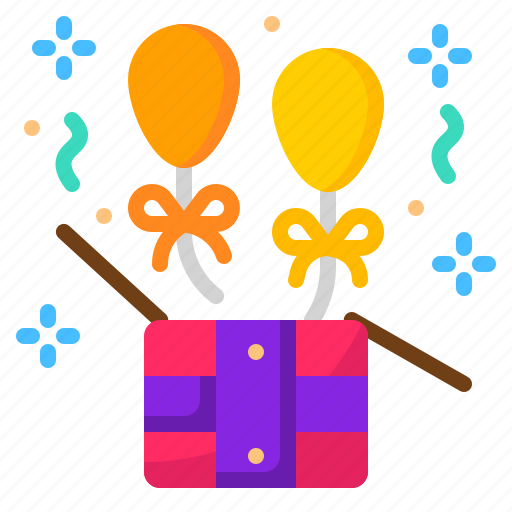 Balloon, box, entertainment, gift, surprise icon - Download on Iconfinder