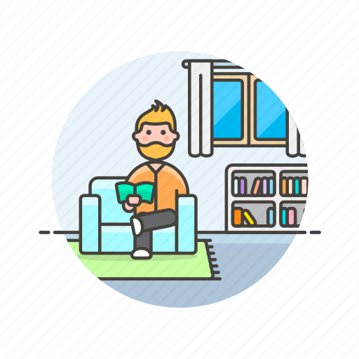 Entertainment, relax, zone, enjoy, home, man, read icon - Download on Iconfinder
