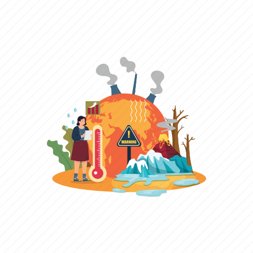 Warning, earth, dangerous, earthquake, volcano, wildfire, save earth illustration - Download on Iconfinder