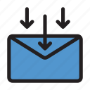 download, email, file, message, arrow, mail, down, direction, letter
