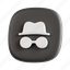 incognito, essential browser, incognito mode, privacy, user interface, 3d icon, 3d illustration, 3d render 