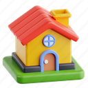 home, 3d icon, 3d illustration, 3d render, essential interface, house, main 