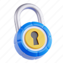 lock, 3d icon, 3d illustration, 3d render, essential interface, secure, protect 