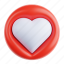 love, 3d icon, 3d illustration, 3d render, essential interface, heart, emotion 