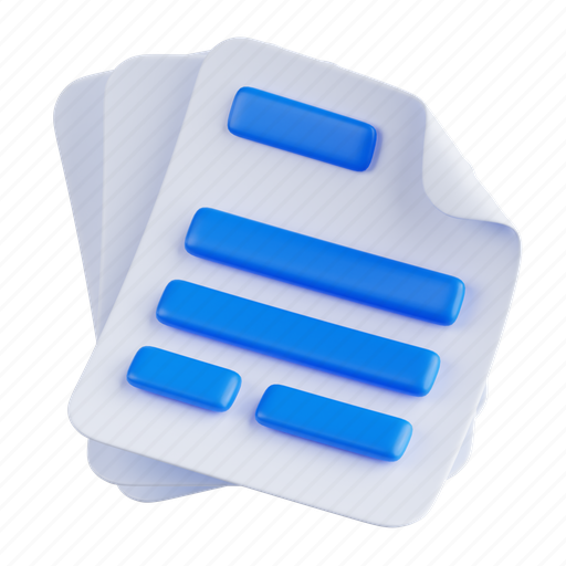 Document, 3d icon, 3d illustration, 3d render, essential interface, file, paper 3D illustration - Download on Iconfinder