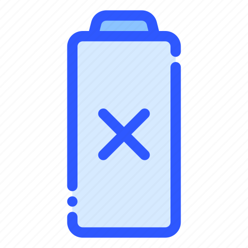 Battery, cross, error, phone, power icon - Download on Iconfinder