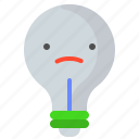 bulb, emoji, light, lightbulb, sad