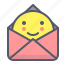 document, envelope, file, mail, message, send, smile 