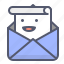 envelope, mail, message, send, smile 