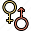 gender, sign, female, male, symbol 