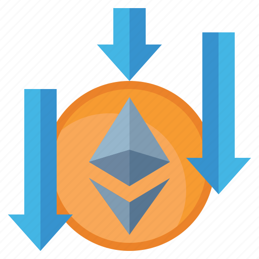 Decrease, ethereum, coin, cryptocurrency, down, arrow, low icon - Download on Iconfinder