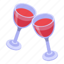glasses, wine, isometric